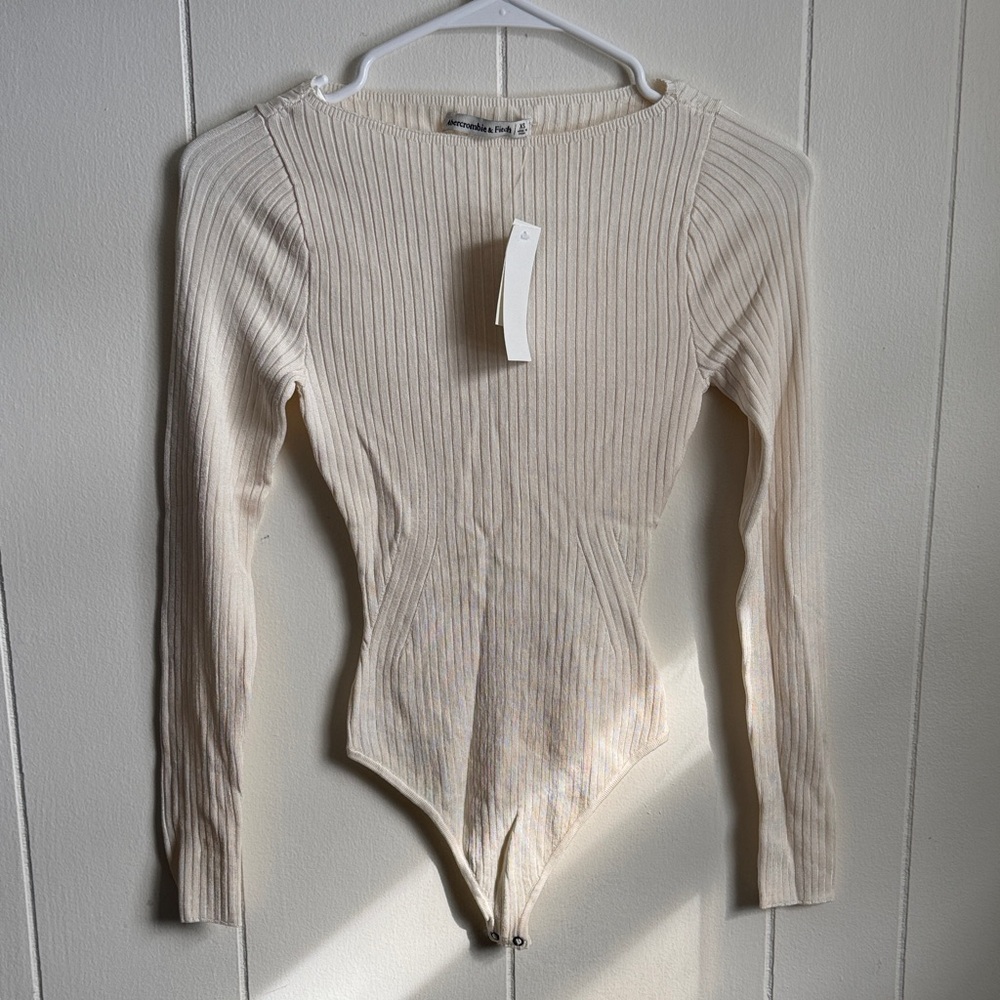 Abercrombie & Fitch Cream Ribbed Women's Bodysuit Sz XS